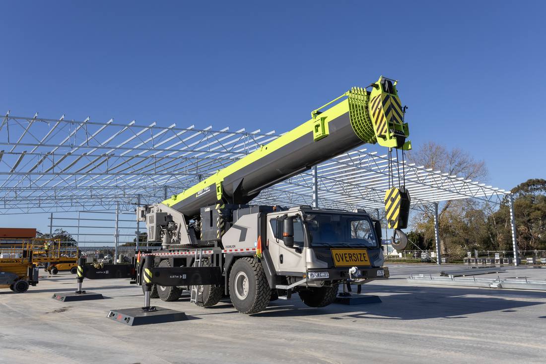 Blackbird Industries all-terrain crane lifting a steel frame